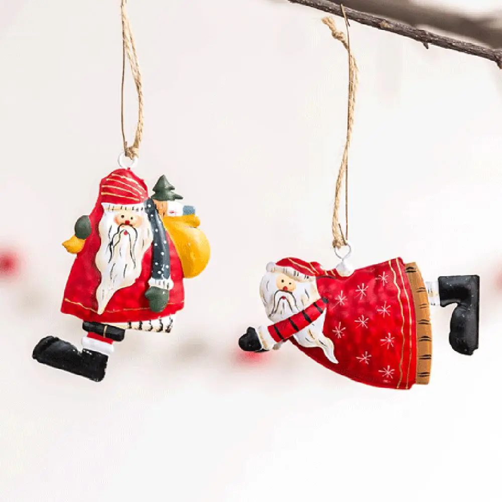 Metalen Kerstversiering Hangende Hangers Cartoon Angel Santa Claus Sneeuwman Xmas Boom Drop Ornamenten Festival Leveren Geschenken