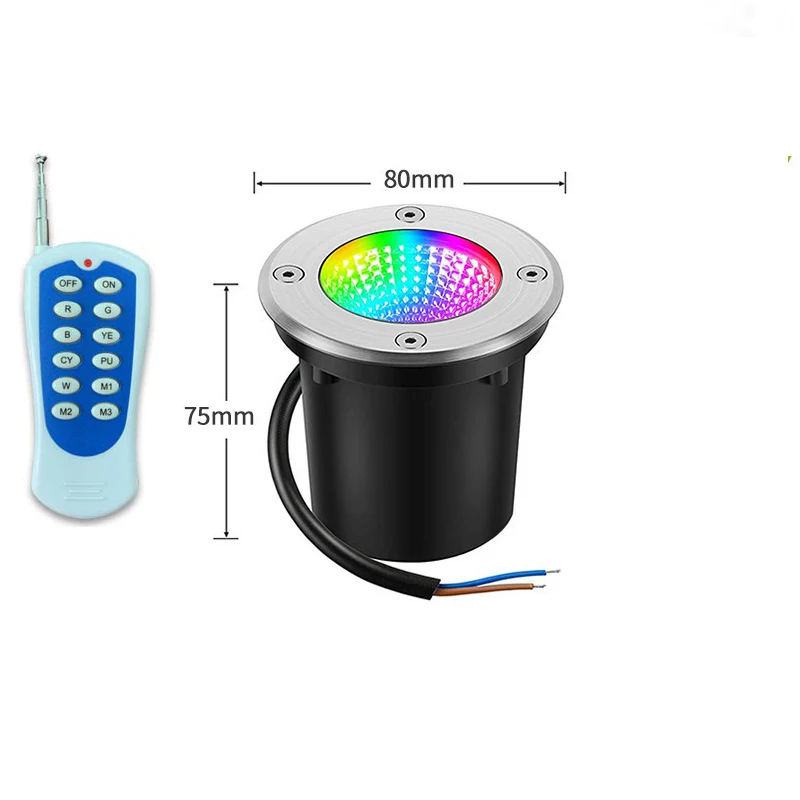 Waterproof LED Underground Light Remote Control  RGB 7 Colors Garden Underground Lamps 10W Buried Garden Landscape 110V220V 12V