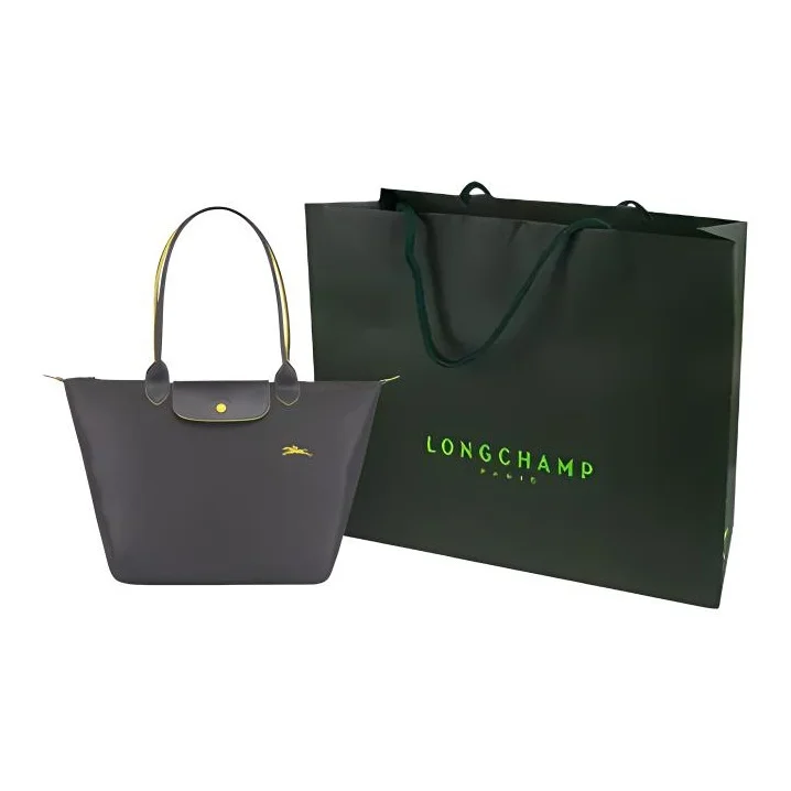 LONGCHAMP Le Pliage Club Cow Leather Handbag, Shoulder Bag Large Women's Metal Gray 1899619300