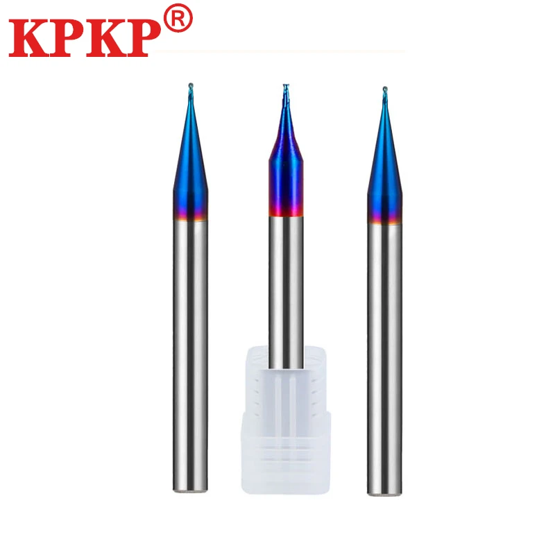 Imagem -02 - Máquinas Cnc Pequeno Fresador Ferramentas Azul Nano Revestimento Carboneto de Aço de Tungstênio 2f Micro Diâmetro Flat Ball End Mill Hrc65