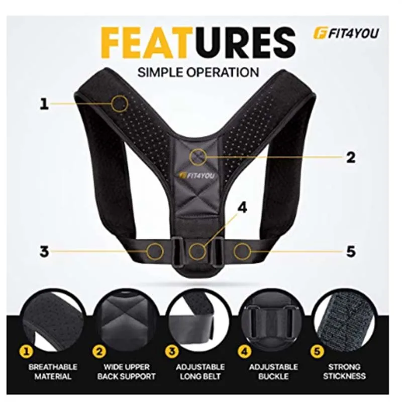 

Posture Corrector Adjustable Back Posture Correction Belt Hunchback Prevention Correction of Sitting Breathable Body Shaping