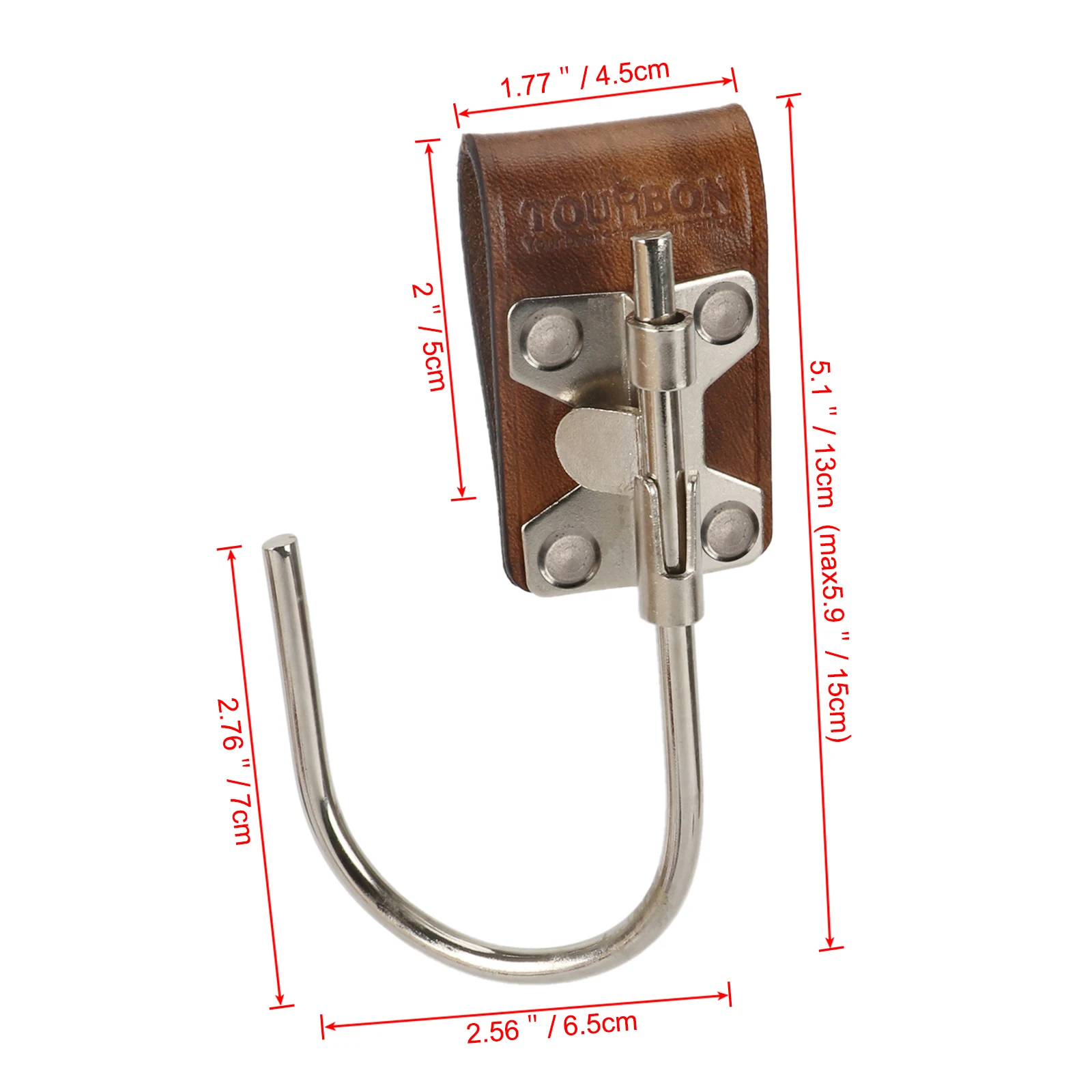 Tourbon Vintage Leather Cordless Loop & Steel Float Drill Hook Multi Heavy Duty Trowel Hanger for 5CM Belt (2PCS/PK)