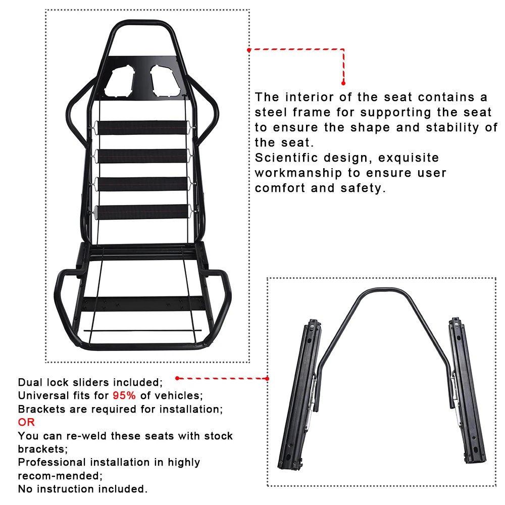 1Pcs Universal Adjustable Racing Seats Right Left High Quality Cloth 3D Sports Bucket Racing Seats Car Sports Seats Auto Parts