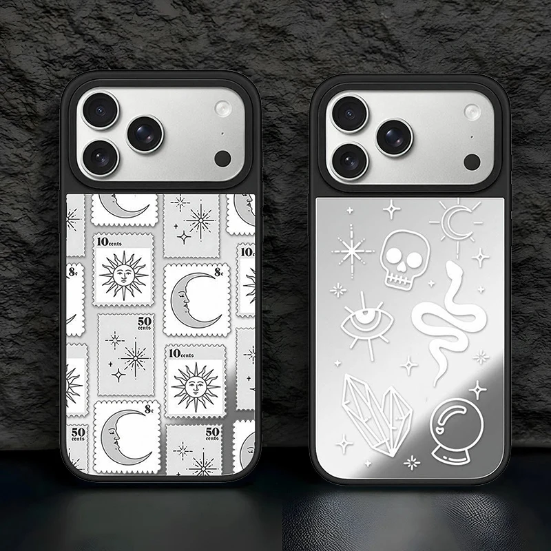 

A03071 Mirror Surface Case Cover for IPhone 13 14 15 16 17 Pro Max Protective Case, Fits 17 ProMax