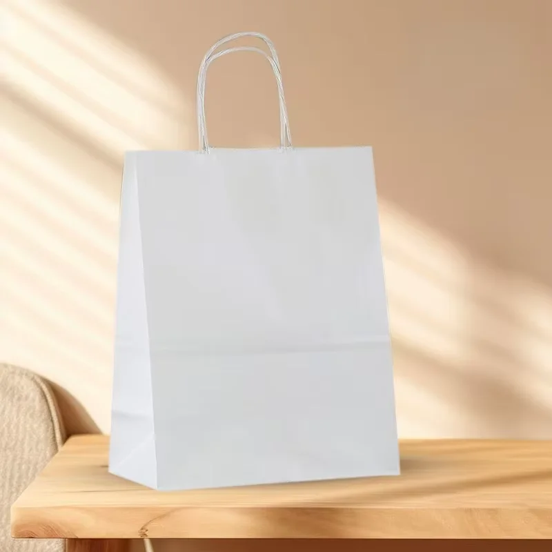 20 Stück anpassbare Logo-Kraftpapiertüten mit Griffen, Geschenkverpackungsbeutel für Geschäft, Kleidung, Hochzeit, Weihnachten, Lieferungen, Handtaschen – Detail 9