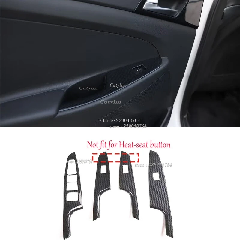 LHD RHD For Hyundai Tucson 2015 2016 2017 2018 2019 2020 Carbon Fiber Car Armrest Window Switch Button Lift Panel Trim Styling