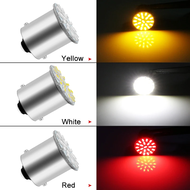 10 PCS 1156 Ba15s 1157 Bay15d LED Bulbs Car Turn Signal Light 12V 3014-22SMD 7000K White Tail Brake Parking Backup Reverse Lamps