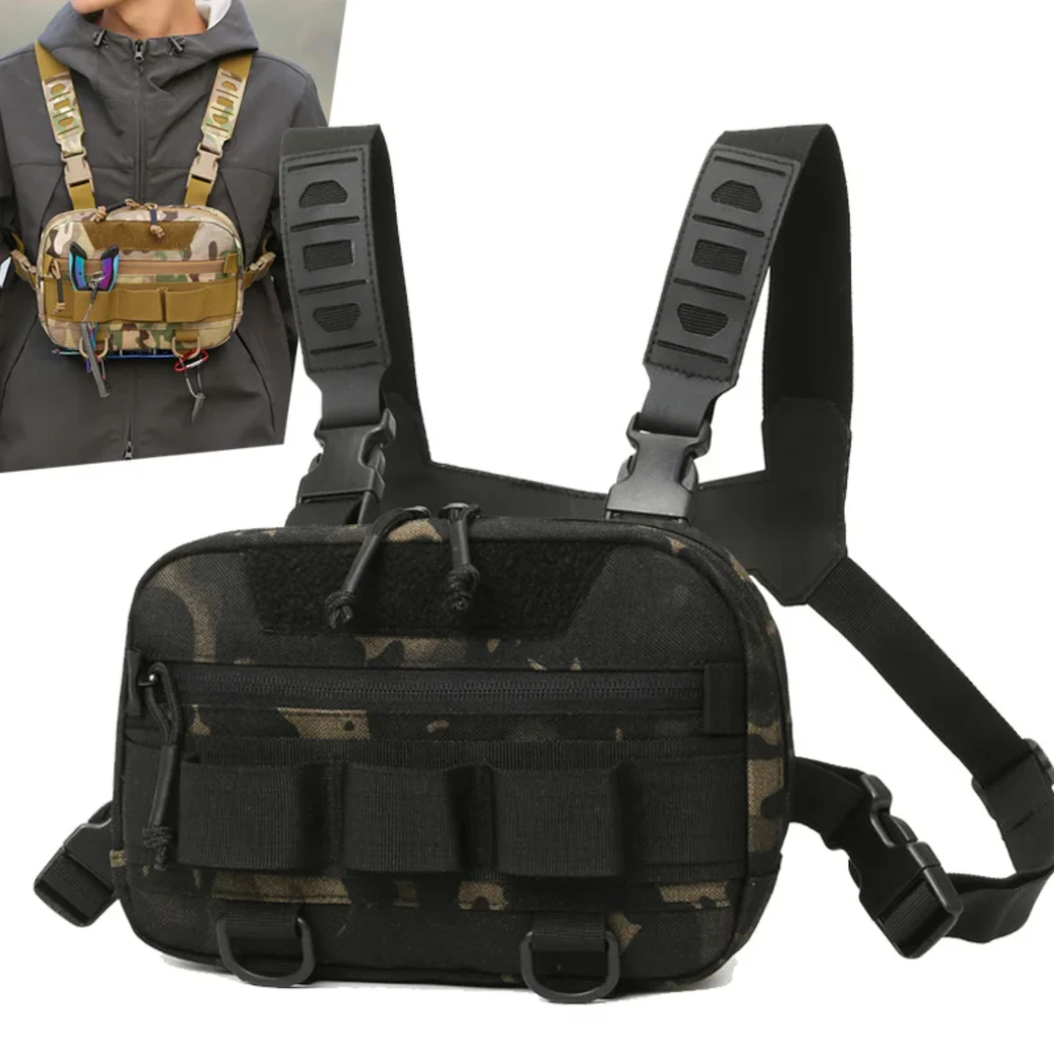 Tactical Chest Rig Backpack Camping Recon Kit  Molle Vest EDC Front Pouch Multi-Purpose Daypack  Hiking Fishing Lure Pack