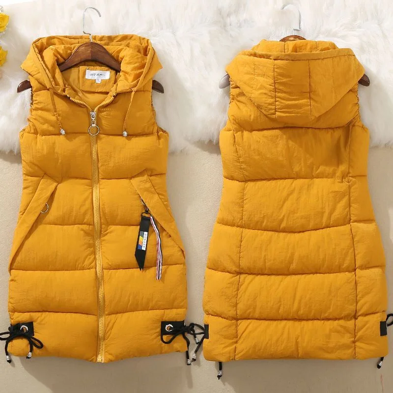 Autumn Women Vest Winter Puffer Parkas Coat 2023 New Casual Pocket Hooded Waistcoat Female Sleeveless Jacket Outerwear