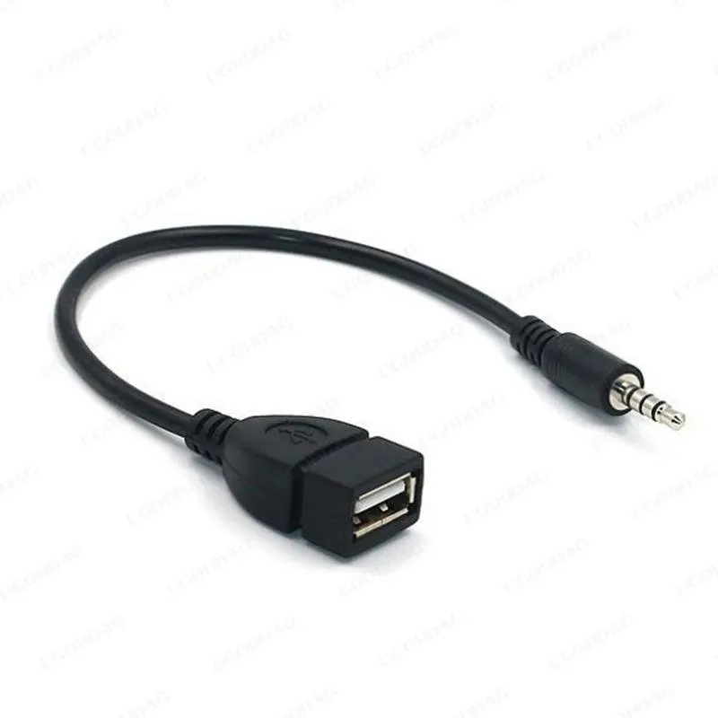 수 오디오 AUX 잭-USB 2.0 A 타입 암 OTG 컨버터 어댑터 케이블, DE08, 드롭 배송 컴퓨터 케이블 및 커넥터, 3.5mm