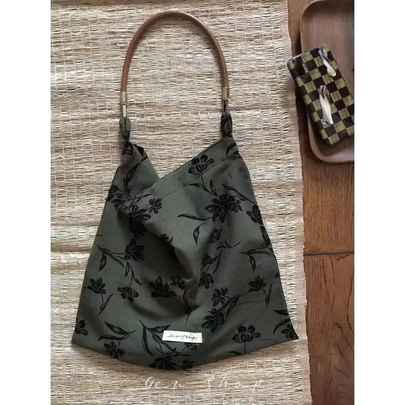 

New Canvas Print Bag Fashion Tote Bags Women's Bags Leisure Versatile High Capacity Retro Korean Style Niche Trend Shoulder Bags