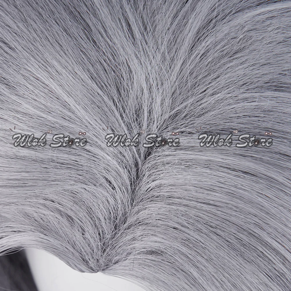 ゲーム愛とディープスペース シルス コスプレウィッグ シルバーウィングス 90CM ロング グレーヘア 男女兼用 ハロウィンパーティー 耐熱性合成ウィッグ