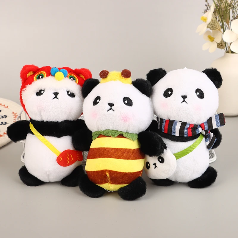 Lindo llavero de Panda de peluche, llavero de coche de peluche, colgante de bolsa, regalo de Navidad para pareja, joyería colgante de Panda de dibujos animados