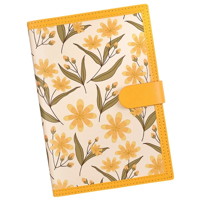 Flower Print Notebook 224 Pages Wide Lined Leather Notebook Journal 8.5x5.7Inch College Ruled Journal for Office School