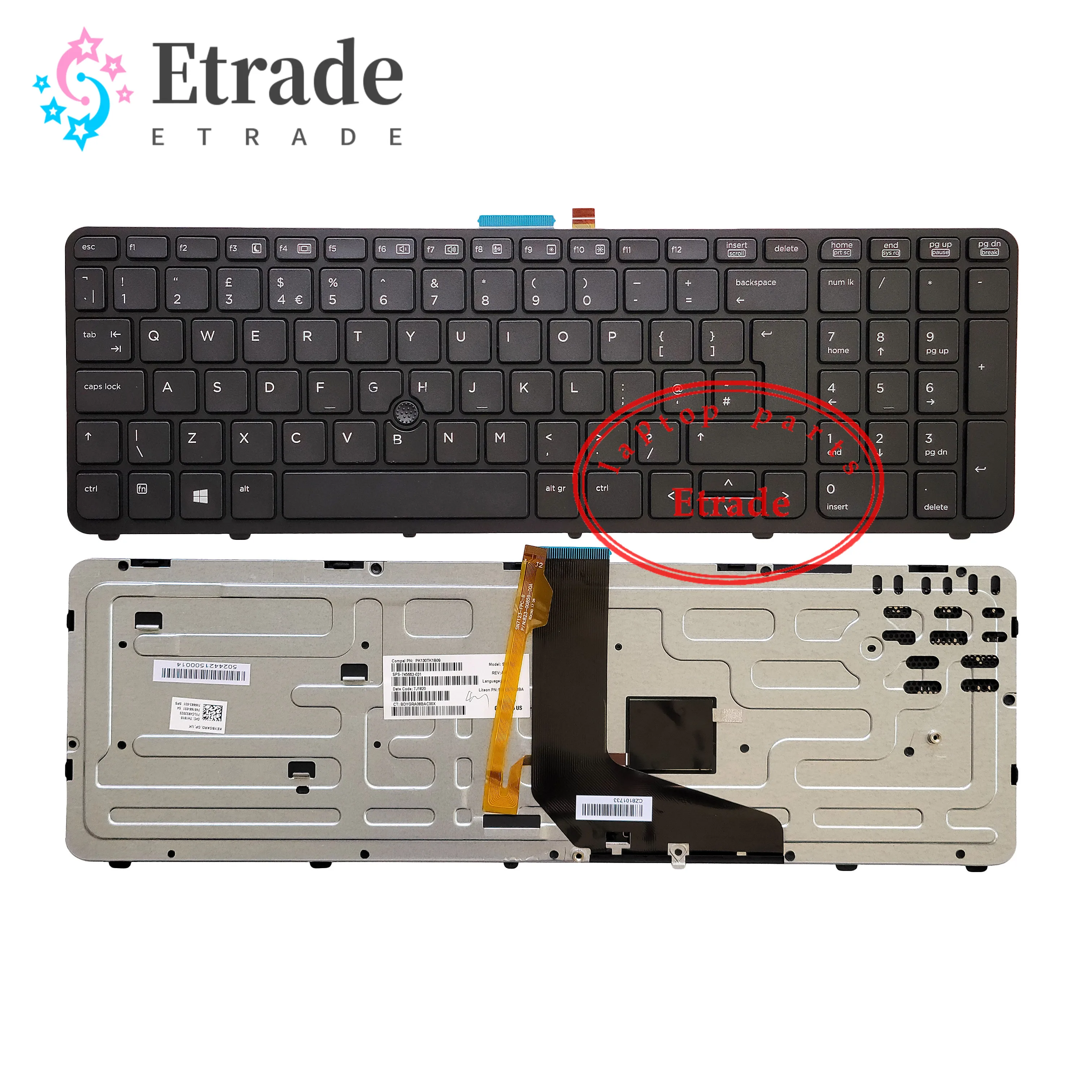 New Original For HP Zbook 15 17 G1 G2 Series Laptop Built-in Backlit Keyboard 733688-041 061 071 081 091 745663-051