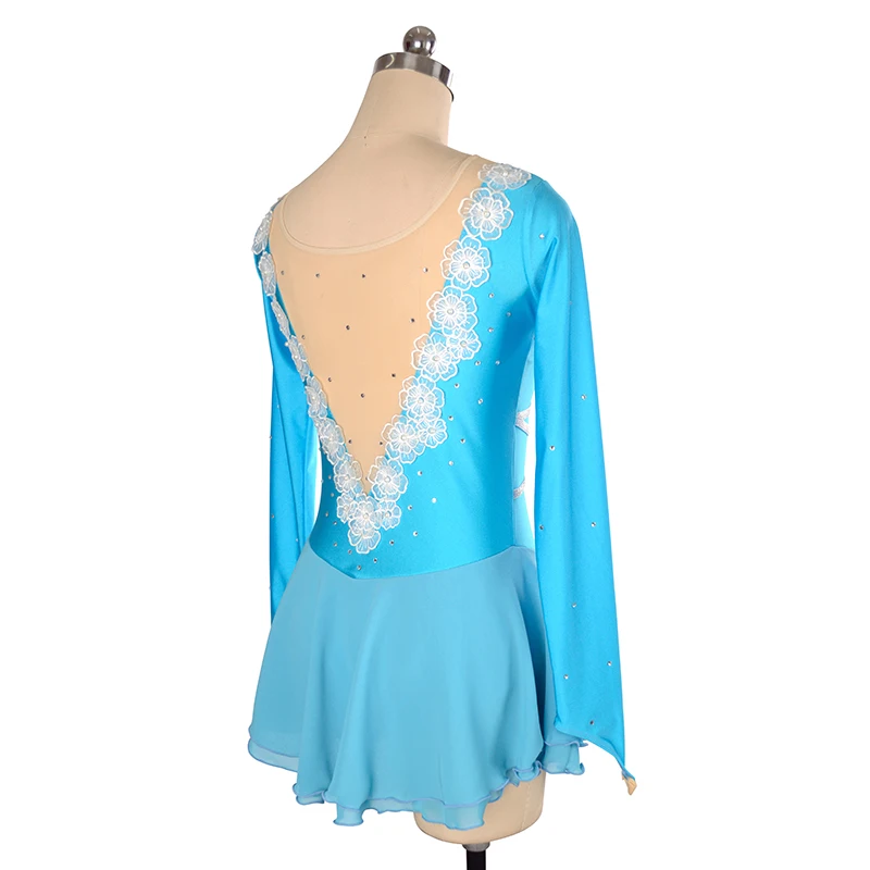 Vestido de patinaje artístico de manga larga, falda tutú de malla desnuda, ropa de actuación para niños, vestido de patinaje barato