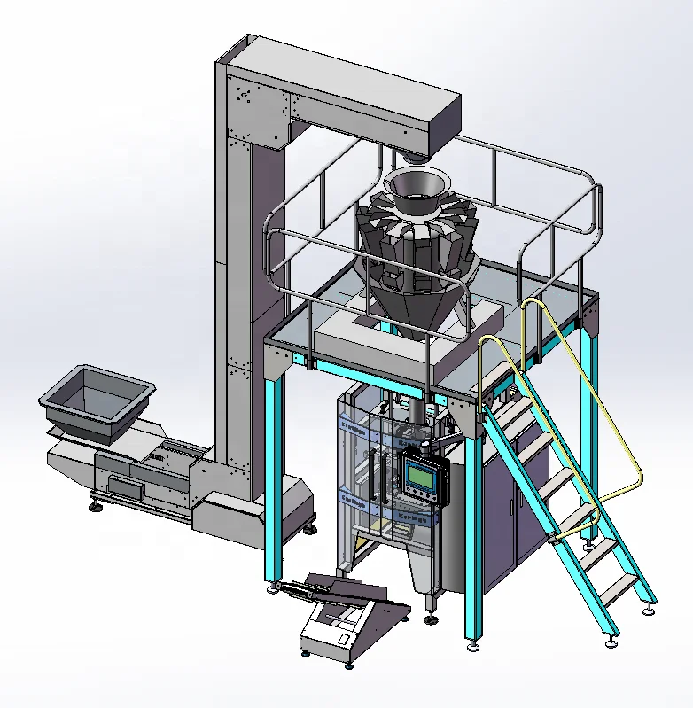 Chinese Manufacturer VFFS Fried Chicken Pasta Grains Beans Potato Chips Packing Bagging Machine