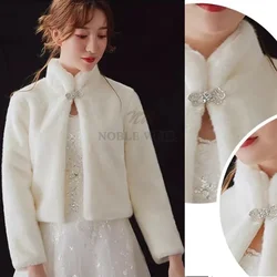 Winter Braut Faux Pelz Hochzeit Jacke Braut Schals Für Hochzeit Kleid Wraps Frauen Party Schal Wrap Stolen Mantel Angepasst