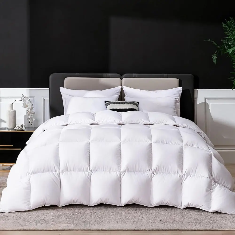 

Goose Feathers Down Comforter King Size, 750 FP Fluffy All Season Duvet Insert King, Ultra-Soft Hotel Bedding Comforter with Sor