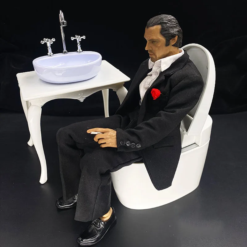 1/6 Scale Toilet Toilet Washbasin Bath Model Scene Display Mini Decoration Plastic Mold Play