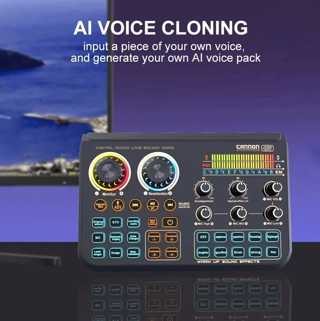 T600 مسجل استوديو بطاقة الصوت المهنية 48 فولت جهاز مزج الصوت مع مبدل الصوت للهاتف الألعاب كاريوكي ستوديو البث المباشر #4
