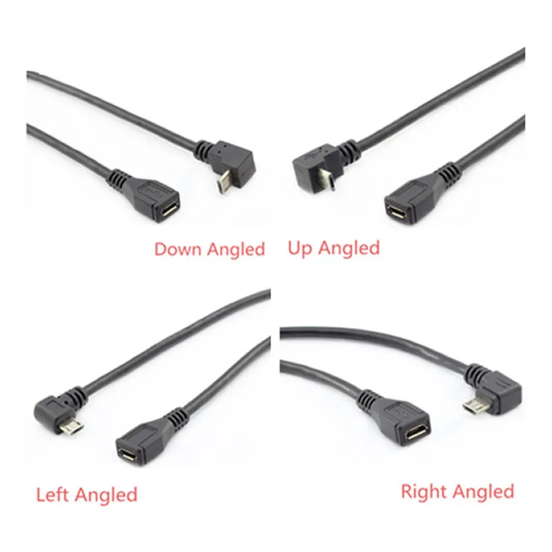 Микро USB 2,0 5Pin папа к гнезду к удлинительному разъему адаптер длинный разъем 90 градусов правый и левый и вверх и вниз угловой