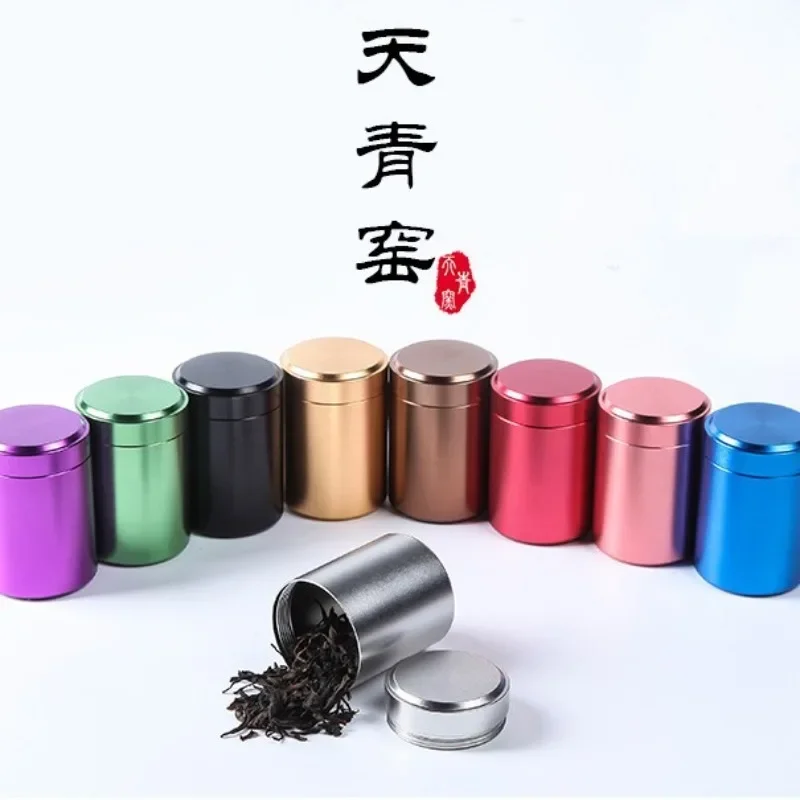 70ML 140ML Solid Color Airtight Smell Proof Container Aluminum Herb Stash Metal Sealed Can Tea Jar Storage Boxes