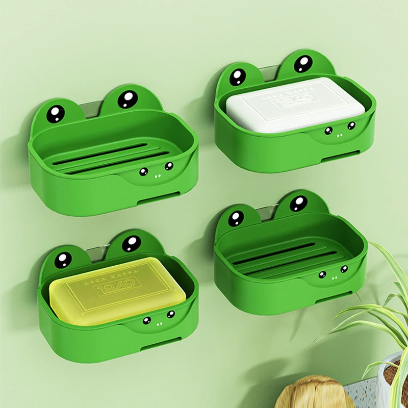 Wall-mounted Frog Soap Holder Creative Portable Soap Dishes Draining Rack Drain Soap Box Bathroom Products Soap Box