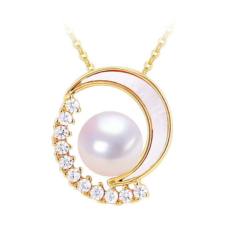 ZHBORUINI Superior Quality Natural Freshwater Pearl Necklace Stars and Moon Natural Seashell Mother Of Pearl Pendant Female