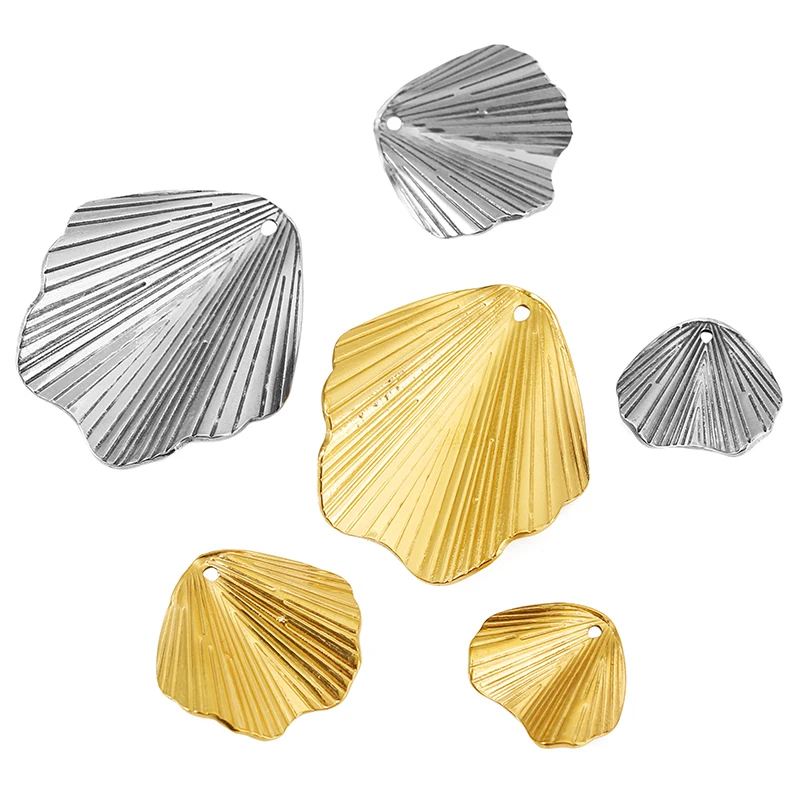 

5pcs Stainless Steel Sector Charms Ribbed Texture Gold Pendants for DIY Necklace Bracelet Earrings Jewelry Making Craft Supplies