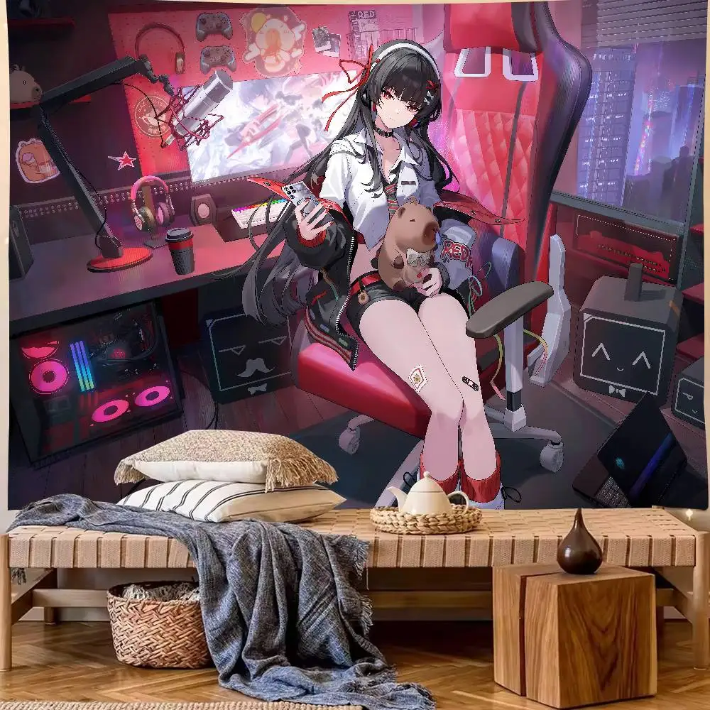 Pretty Hot Girl Chisa Fashin Wuthering Waves Tapestry Decoration Bedroom Dormitory Background Cloth Holiday Living Room Tapestry
