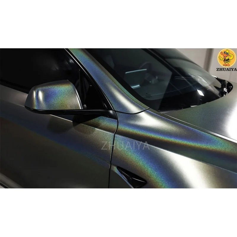 Highest quality glossy Rainbow laser Matt Grey ainbow vortex vinyl wrap car wrapping film car Wrap quality Warranty 5/10m/18m