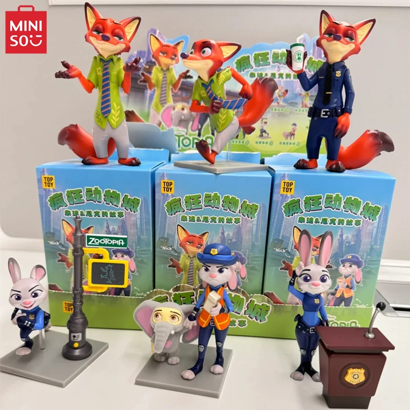 TOP TOY Blind Box MINISO Disney Zootopia Judy Hopps & Nick Wilde's Story Series Modell Niedliches Ornament Kinderspielzeug Geburtstagsgeschenk