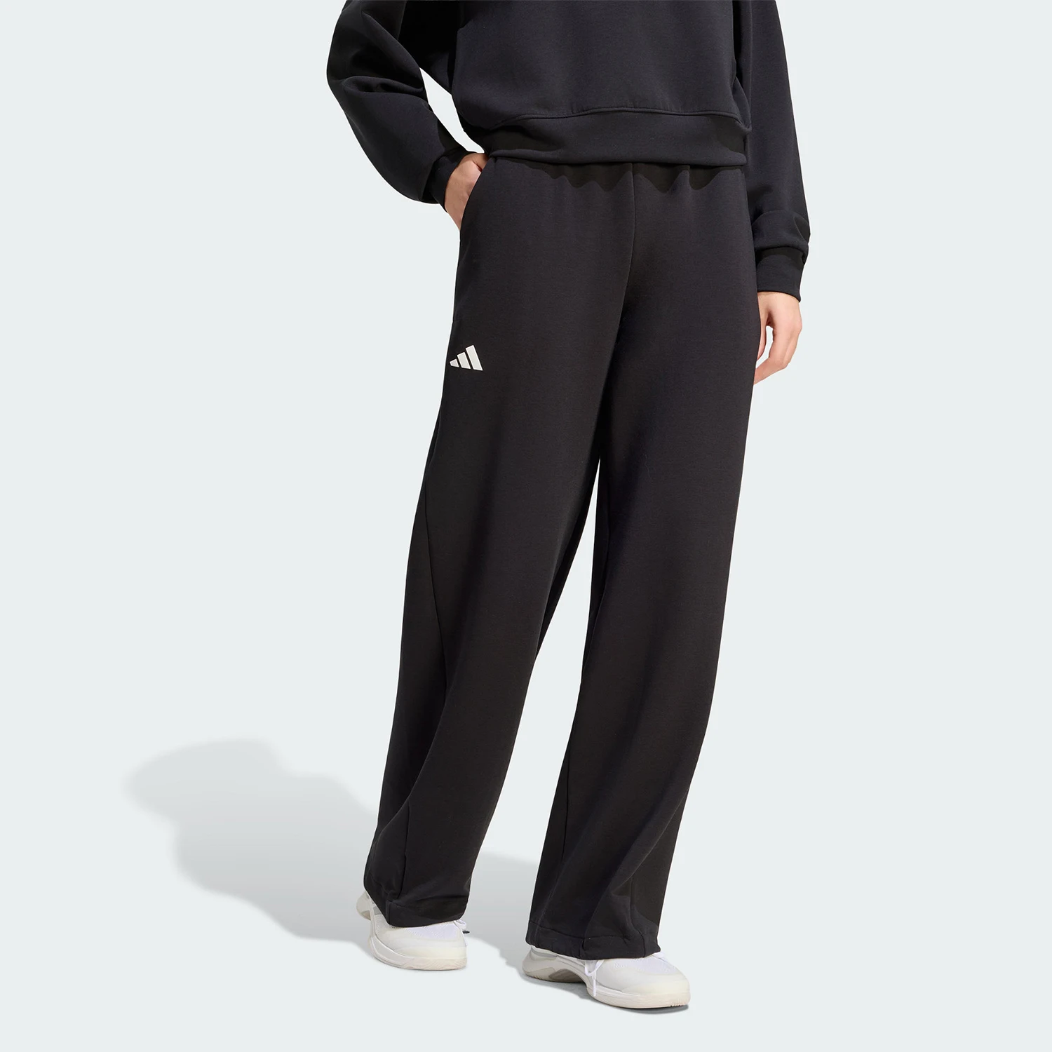 Adidas genuine spring and autumn women's high waisted tennis sports wide leg pants KW4472