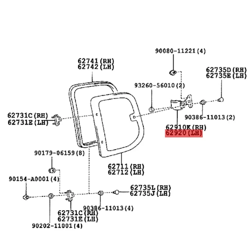 

Superior-Rear Quarter Window Lock Latch Set 62920-34012-B2 62910-34012 For Toyota 1999-2006 Corner Window Latch Assy A Pa