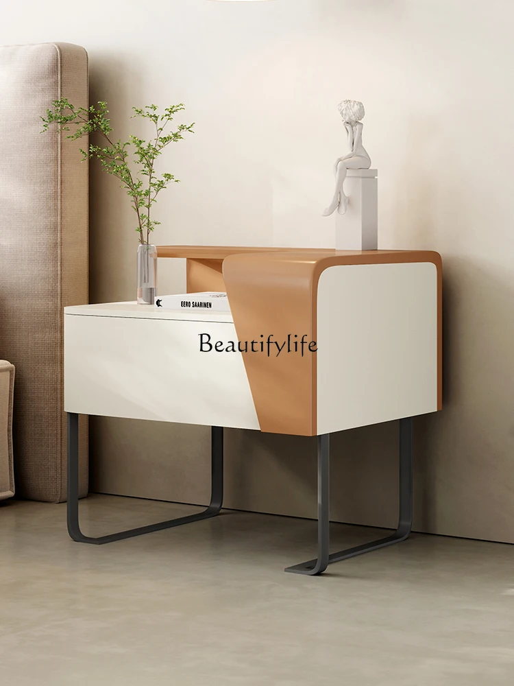 

Modern minimalist bedside table household bedroom light luxury bedside table small storage cabinet