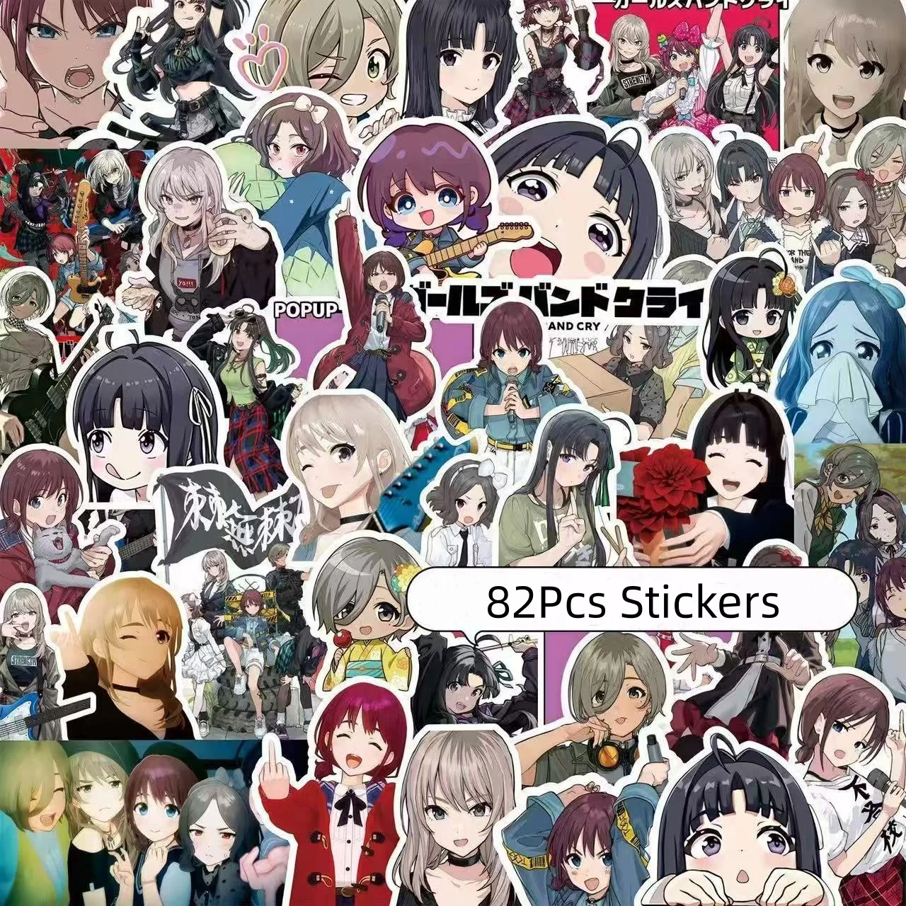 82Pcs Girls Band Cry Anime Sticker Nina Iseri Kawaii Rock Band Girl DIY Graffiti Decal For Laptop Scrapbooking  Phone Skateboard