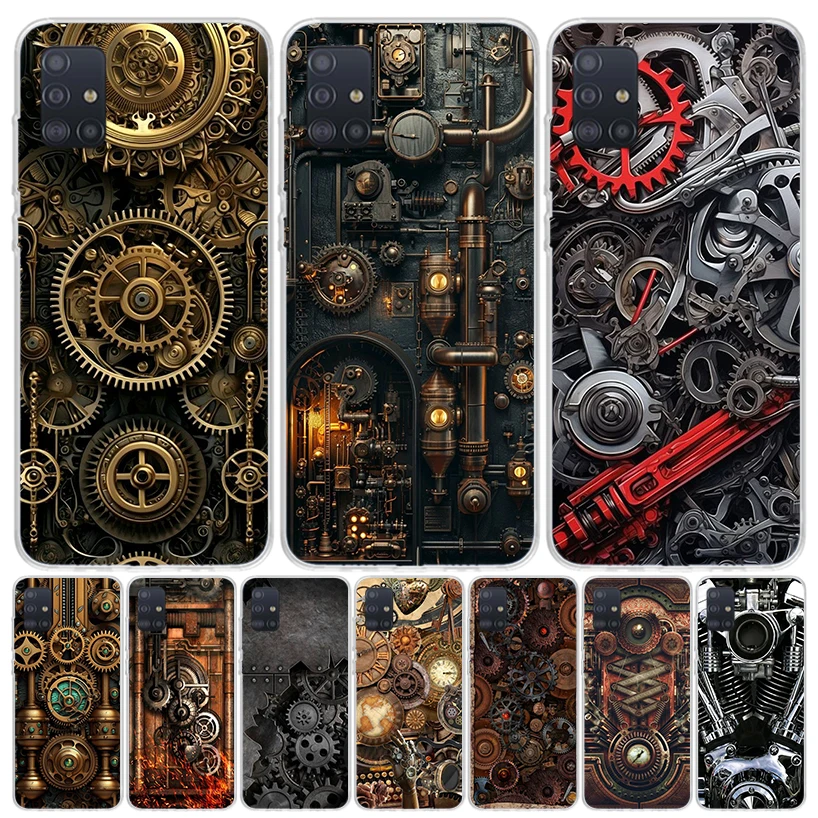 Steampunk Gear Mechanical Phone Case For Samsung Galaxy A51 A41 A31 A21S A11 A01 A71 A50 A40 A30S A20E A10S A70 A6 A7 A8 A9 Coqu