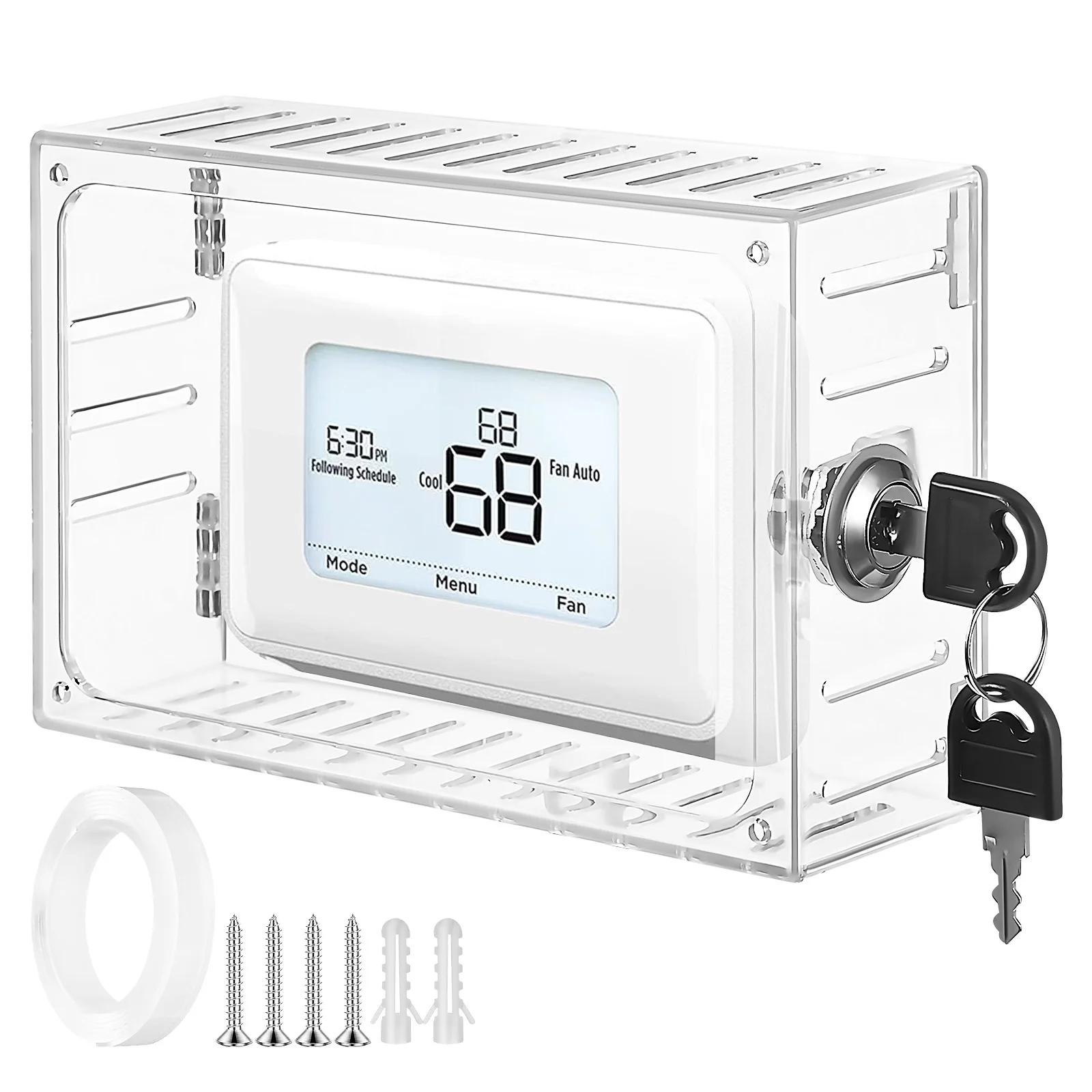 Cubierta del termostato Protector transparente bloqueable Cerradura con llave Montaje en pared Sistema de durabilidad de fácil instalación