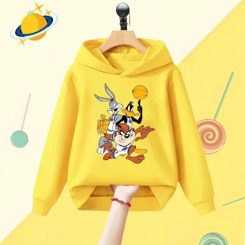 Bugs Bunny cartoon children\'s hoodie Disney cartoon print Autumn Winter long-sleeved sweatshirt Boys girls Kawaii casual top