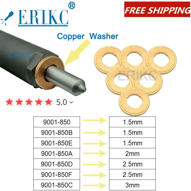 ERIKC 9001-850 9001-850A 9001-850B 9001-850E Copper Washer Shims Heat Shield For Delphi Injector 9001-850D 9001-850F 9001-850C