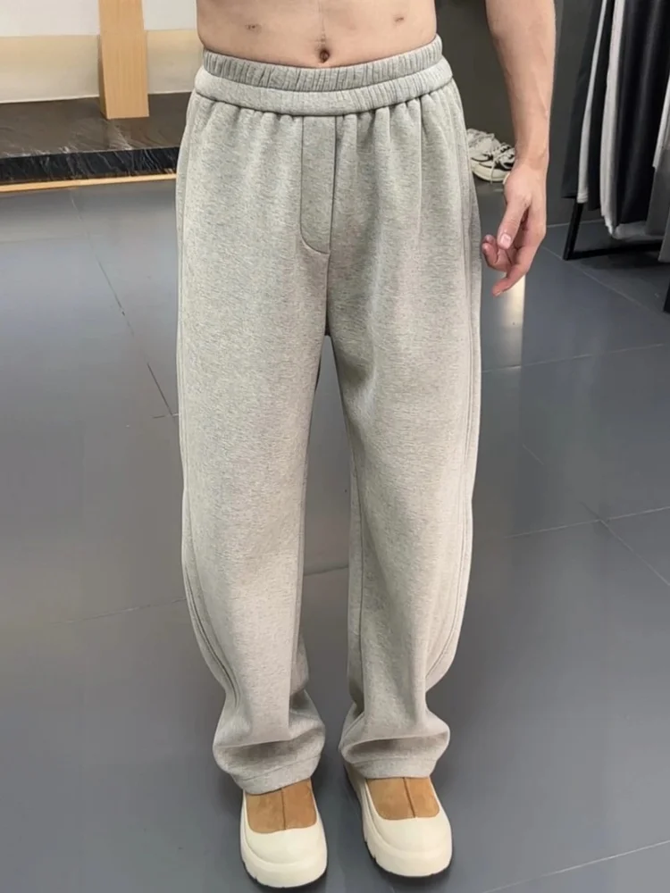 

ay Busin Casual Pants Men's Straight Leg Elastic Waist Daily Wear Autumn Winter New Sle Splicing Design Comfortable Tr...