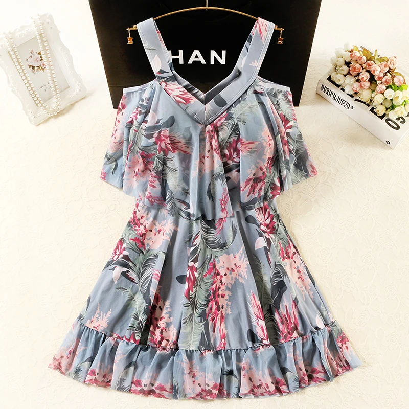 

plus Size Swimsuit Women Summer Floral Print Thermal Bathing Suit Belly Covering Casual Swimwear for Heavy Girls