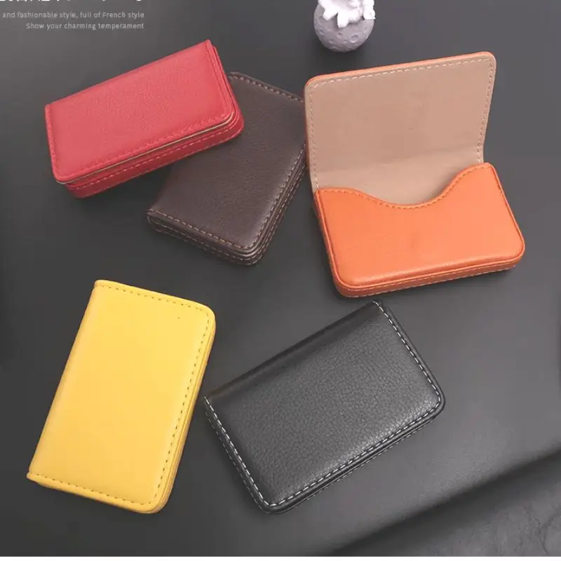 Business Card Holder Large Capacity Name Card Holder Bag PU Leather Card Package Card Book Card Holder Business Solid Color