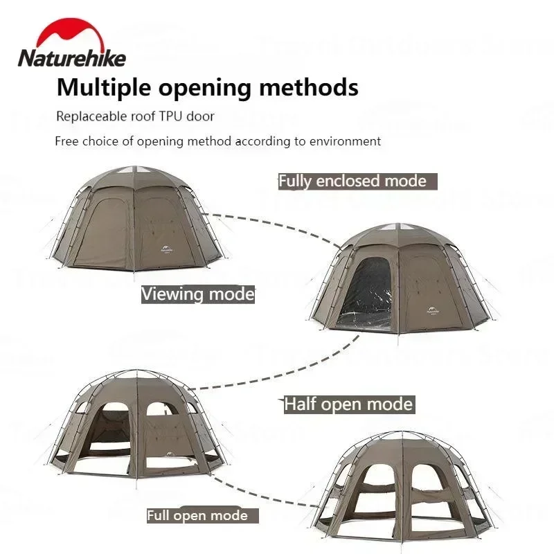 Naturehike Camping Tent Automatic Cotton Blend Large Quick Mounting 4 People Waterproof Sunshade Dome Shade Hexagon Tent Awning