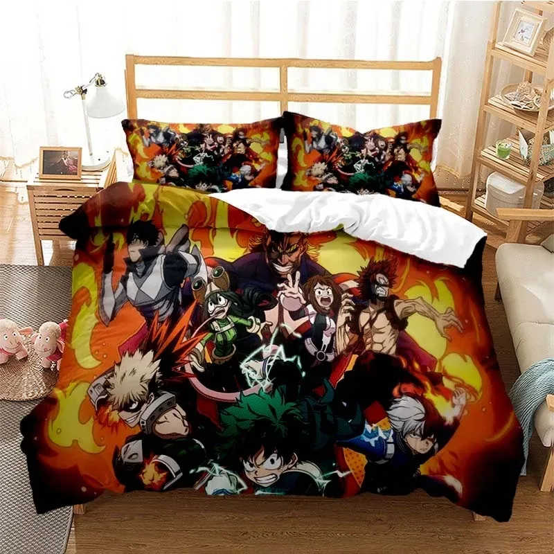 Juego de ropa de cama con estampado de Anime My Hero Academia, fundas de edredón, fundas de almohada, juegos de cama, ropa de cama, ropa de cama, textiles para el hogar, nuevo