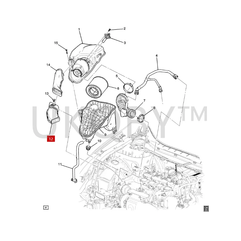 13367314 Suitable for Che vro let Cr uz e Air intake in the front section of the air pipe engine