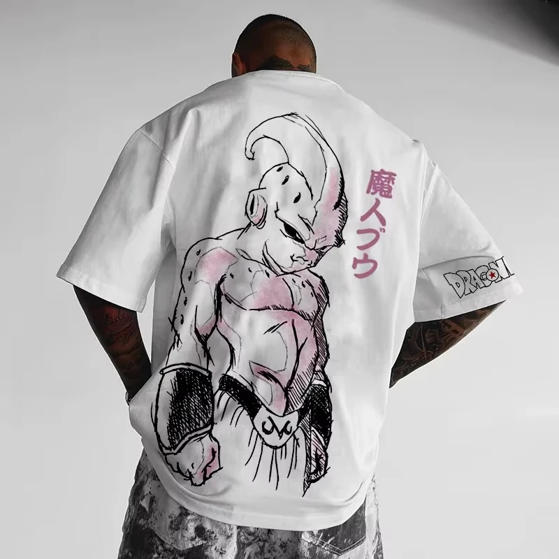 2026 New Dragon Ball Majin Buu Japan Anime Printed T-Shirt Men's and Women's Fashion Breathable T-Shirt Men's Tops