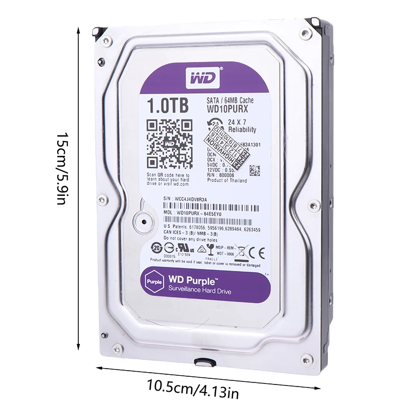 Imagem -06 - Purple Vigilância Interna Disco Rígido Hdd hd Disco Rígido para Cctv Dvr Nvr Sata Iii Gbps 35 64m Cache 35