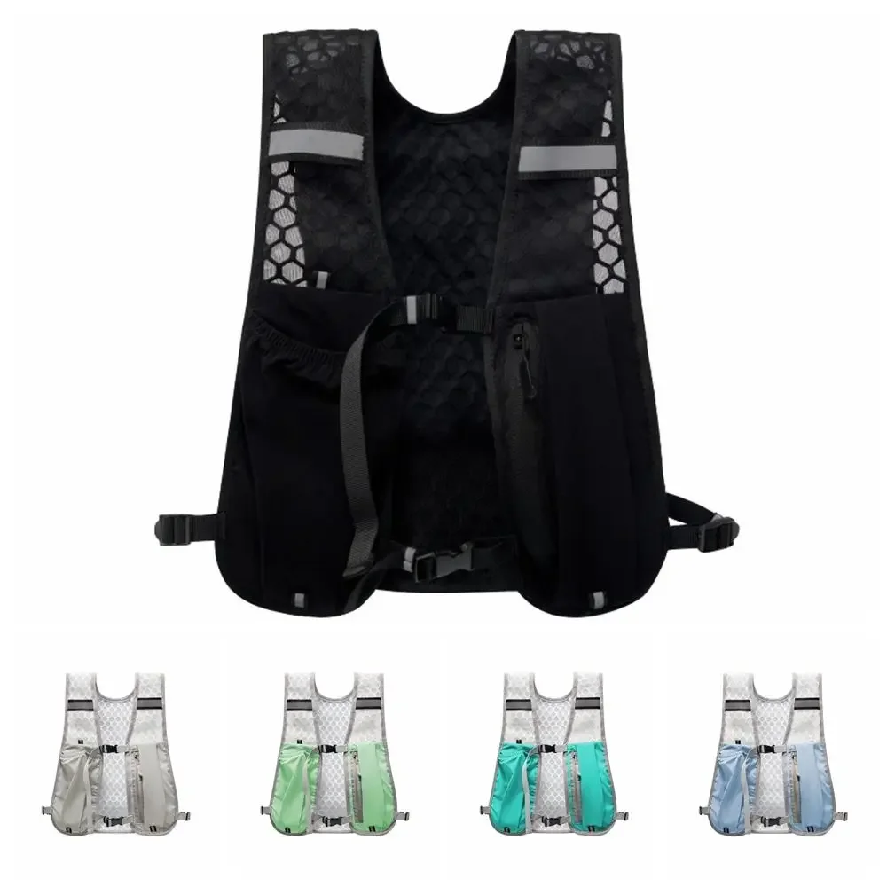 Nouveau gilet de rangement de bouteille d'eau courante gilet de course léger sac de poitrine d'eau d'hydratation réfléchissant avec support pour téléphone
